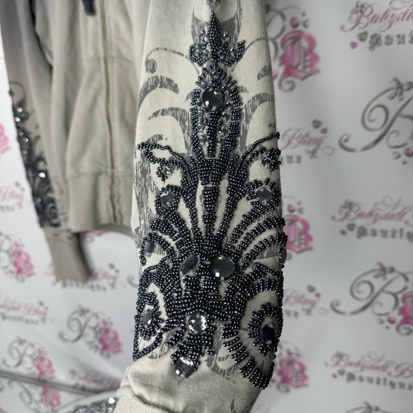 Guess sweater embroidered beads rhinestone jewels tattoo style ombré vintage - Picture 2 of 14